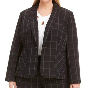 Kasper Plus Size Windowpane Notch-Collar Blazer